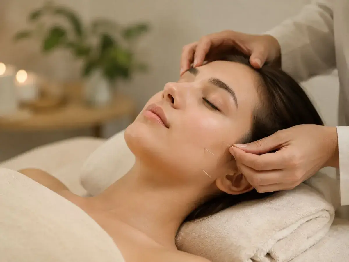 Facial wellness treatment detail for acupuncture & wellness services Atlanta