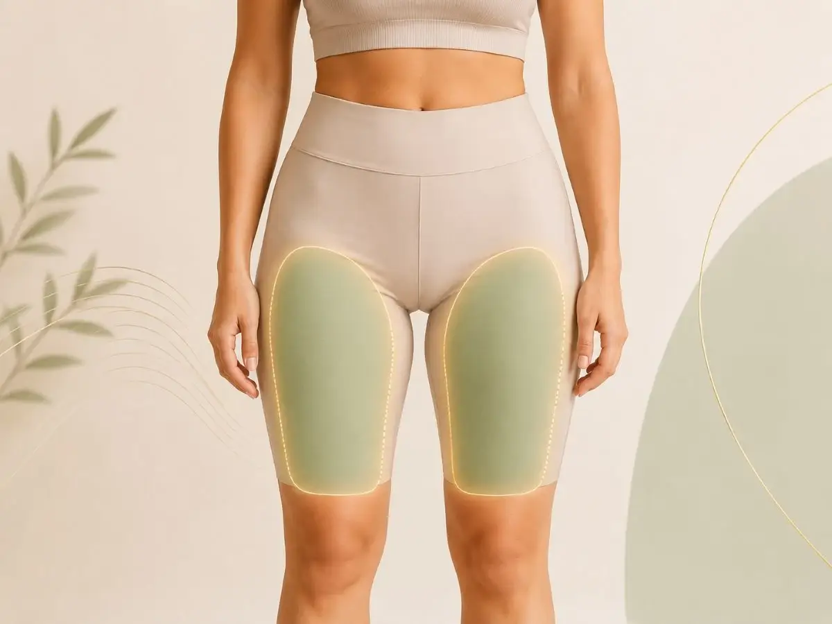 Both thighs shown as one Stim Sculpt treatment area