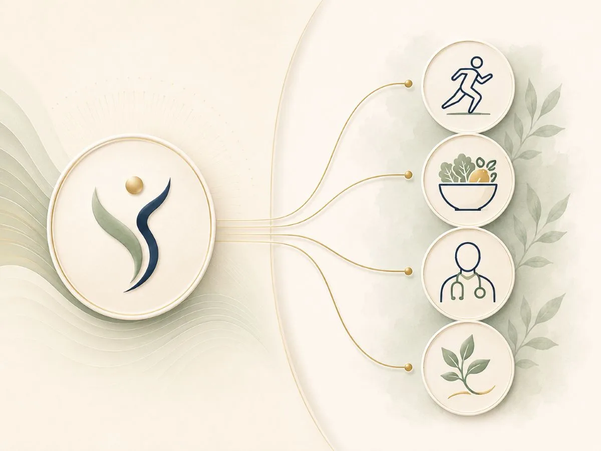 Graphic explaining that Stim Sculpt complements healthy habits and does not replace medical care