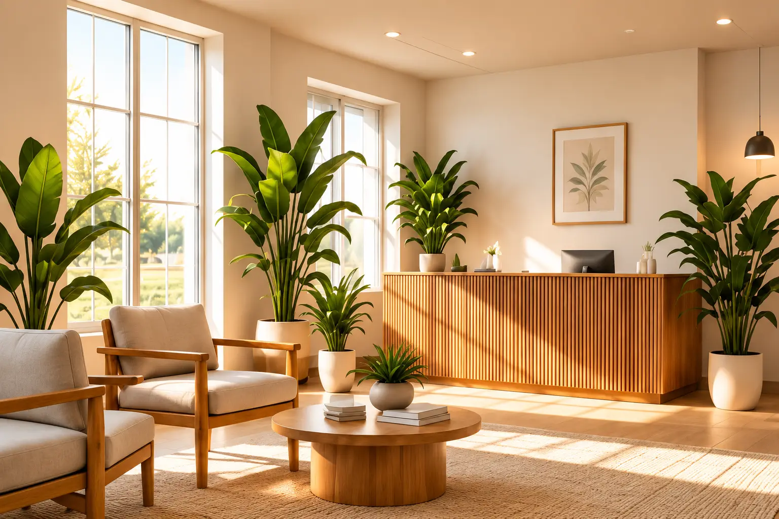 Concept photograph of a bright clinic reception.